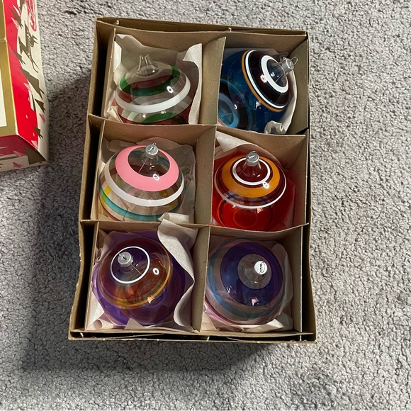 Vintage Kurt Adler Glass Striped Ornaments Hard To Find Christmas Holiday - Picture 1 of 13